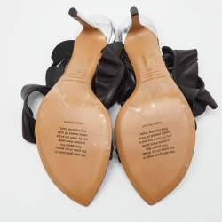 Pre Owned Isabel Marant Black/Silver Leather Aseta Ankle Strap Sandals Size 39