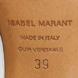 Pre Owned Isabel Marant Black/Silver Leather Aseta Ankle Strap Sandals Size 39