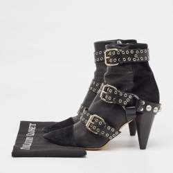 Pre Owned Isabel Marant Black Suede and Leather Lysett Ankle Boots Size 39