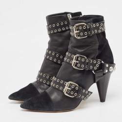 Pre Owned Isabel Marant Black Suede and Leather Lysett Ankle Boots Size 39
