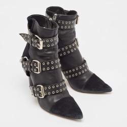 Pre Owned Isabel Marant Black Suede and Leather Lysett Ankle Boots Size 39