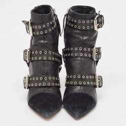 Pre Owned Isabel Marant Black Suede and Leather Lysett Ankle Boots Size 39