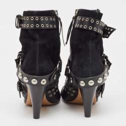 Pre Owned Isabel Marant Black Suede and Leather Lysett Ankle Boots Size 39