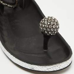 Pre Owned Isabel Marant Black Leather Crystal Embellished Ecly Sandals Size 40