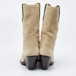 Pre Owned Isabel Marant Beige Suede Mid Calf Boots Size 36