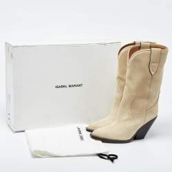 Pre Owned Isabel Marant Beige Suede Mid Calf Boots Size 36