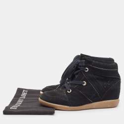 Pre Owned Isabel Marant Black Suede Bobby Wedge Sneakers Size 39