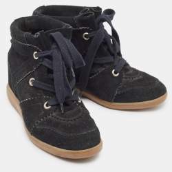 Pre Owned Isabel Marant Black Suede Bobby Wedge Sneakers Size 39
