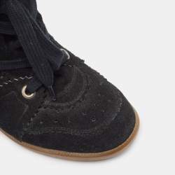 Pre Owned Isabel Marant Black Suede Bobby Wedge Sneakers Size 39