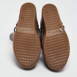 Pre Owned Isabel Marant Brown/Grey Suede Leather Nowels Wedge Ankle Boots Size 38