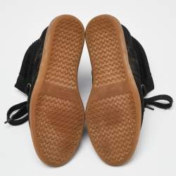 Pre Owned Isabel Marant Black Perforated Suede Wedge Sneakers Size 39