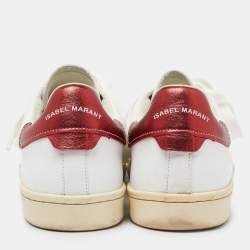 Pre Owned Isabel Marant White Leather Etoile Bart Low-Top Sneakers Size 39