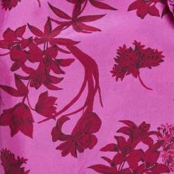 Pre Owned Isla & White Pink Floral Print Silk Ruffle-Sleeve Miray Dress XS