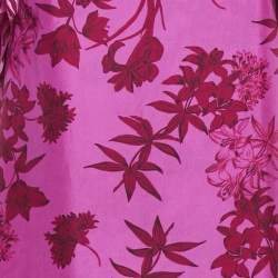 Pre Owned Isla & White Pink Floral Print Silk Ruffle-Sleeve Miray Dress XS