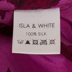 Pre Owned Isla & White Pink Floral Print Silk Ruffle-Sleeve Miray Dress XS