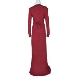 Issa Pomegranate Red High Twist Jersey Antonia Wrap Maxi Dress M