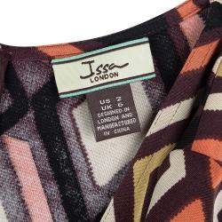 Pre Owned Issa Multicolor Geometric Printed Silk Jersey Draped Front Dress S
