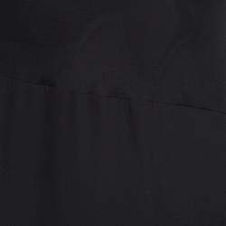 Pre Owned فستان عيسى ماكسي جورجت مزدوج فانكا هيفي تفاصيل قصات بليز مغاير أسود M