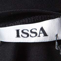 Pre Owned فستان عيسى ماكسي جورجت مزدوج فانكا هيفي تفاصيل قصات بليز مغاير أسود M