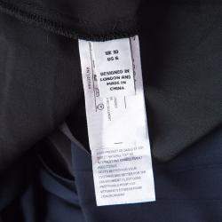 Pre Owned فستان عيسى ماكسي جورجت مزدوج فانكا هيفي تفاصيل قصات بليز مغاير أسود M