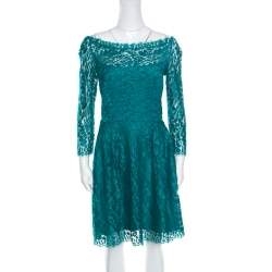 Issa Jade Green Floral Lace Long Sleeve Sheath Dress M