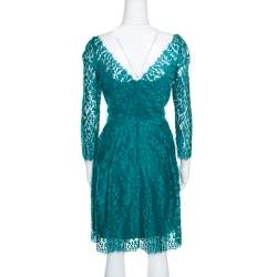Issa Jade Green Floral Lace Long Sleeve Sheath Dress M