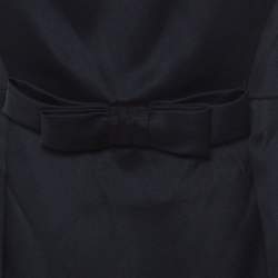 Issa Black Silk Puff Sleeve Front Bow Detail Short Dress L