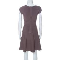 Pre Owned Issa Mocha Brown Ribbed Cap Sleeve Short Dress S