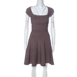 Pre Owned Issa Mocha Brown Ribbed Cap Sleeve Short Dress S
