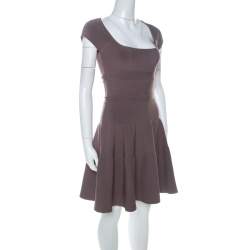 Pre Owned Issa Mocha Brown Ribbed Cap Sleeve Short Dress S