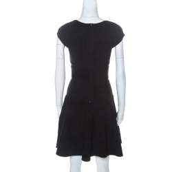Pre Owned Issa Black Ribbed Cap Sleeve Short Dress S