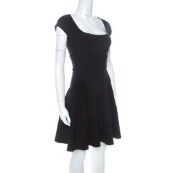 Pre Owned Issa Black Ribbed Cap Sleeve Short Dress S