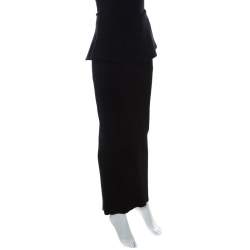 Issa Black Stretch Peplum Maxi Edith Skirt S
