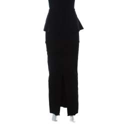 Issa Black Stretch Peplum Maxi Edith Skirt S