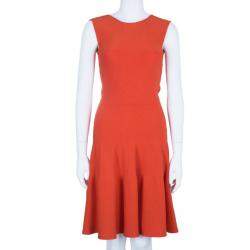 Pre Owned Issa London Blood Orange Ribbed Stretch-Knit Dress S