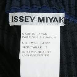 Issey Miyake Black/Blue Plisse Cap Sleeve Top S