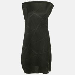 مملوكة مسبقًا Pleats Please Issey Miyake Black Plisse Short Dress Set XL