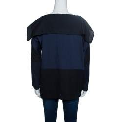 Issey Miyake Bicolor Square Neck Long Sleeve Oversized Fold Wool Top S