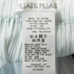 Pleats Please by Issey Miyake Pale Blue Laser Cut Crepe Midi Skirt S