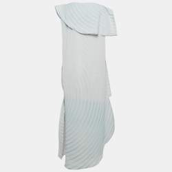 Pre Owned Issey Miyake Light Purple Crepe Silence Pleats Asymmetric Midi Dress S