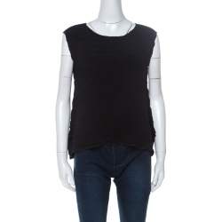 Issey Miyake Black Geometric Plisse Sleeveless Asymmetric Top S