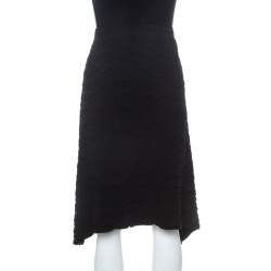 Issey Miyake Black Geometric Plisse Asymmetrical Skirt S