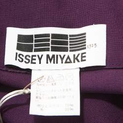 Issey Miyake Purple Wool Blend Geometric Patterned Asymmetric Skirt XS