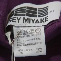 Issey Miyake Purple Wool Blend Geometric Patterned Asymmetric Skirt XS