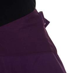 Issey Miyake Purple Wool Blend Geometric Patterned Asymmetric Skirt XS