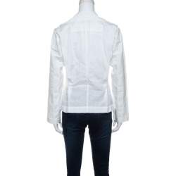 Issey Miyake White Textured Cotton Long Sleeve Jacket M