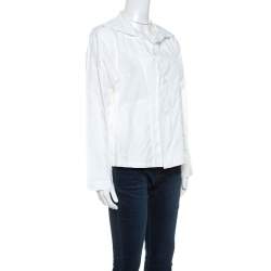 Issey Miyake White Textured Cotton Long Sleeve Jacket M