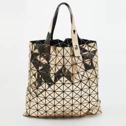 Pre Owned Issey Miyake Gold/Black PVC and Mesh Bao Bao Tote