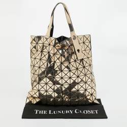 Pre Owned Issey Miyake Gold/Black PVC and Mesh Bao Bao Tote