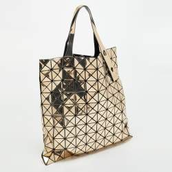 Pre Owned Issey Miyake Gold/Black PVC and Mesh Bao Bao Tote